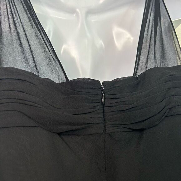 Vintage Jones New York NWT 100% Silk Black V Neck Sleeveless Midi Dress Sz 8 Y2K - Picture 7 of 13